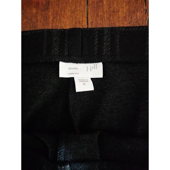 J. Jill Ponte slim leg pants medium plaid black ankle pull on - Picture 8 of 8